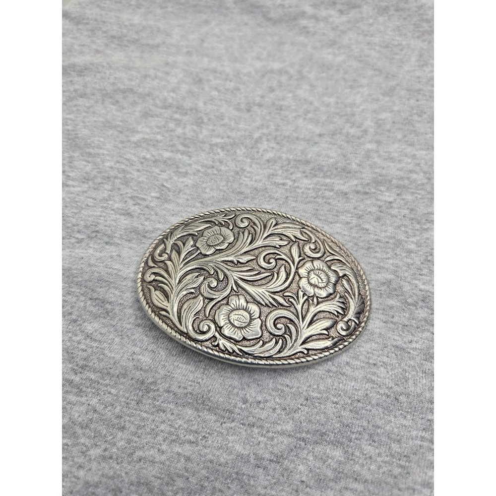 Large Floral Filigree Southwestern Rope Rodeo Flower Belt Buckle Western - Picture 6 of 7